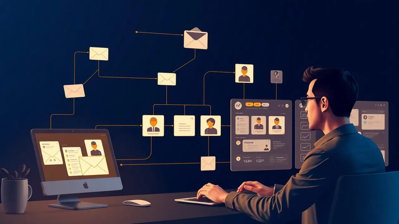 Illustration Automatisation sur mesure : tri automatique d'emails et de CV avec workflows métier orchestrés par l'IA